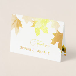 Golden Maple löv - lägg till bröllop-foto Folierat Kort