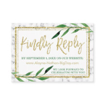 Golden Marble Bröllop OSA Card, Greenery
