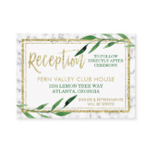 Golden Marble bröllopskort, Greenery
