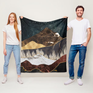 Golden Marble Mountain under Starry Himmel Fleecefilt