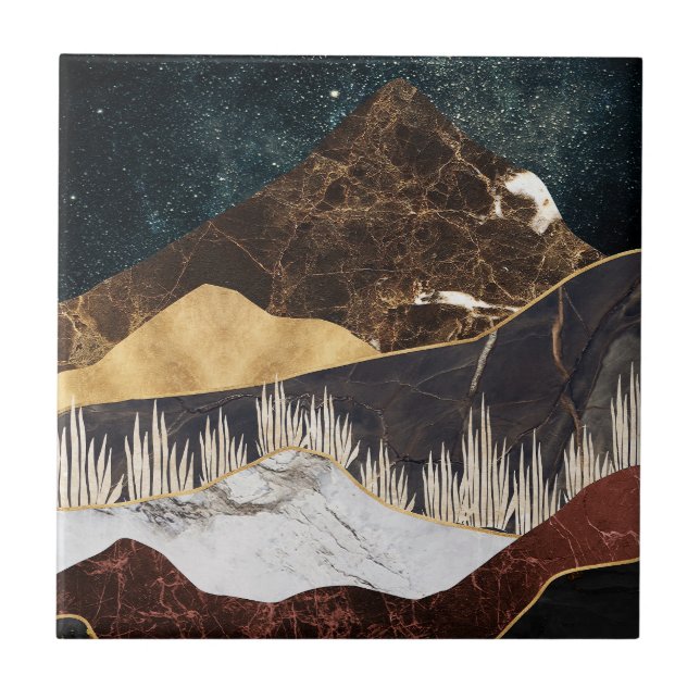 Golden Marble Mountain under Starry Himmel Kakelplatta (Framsidan)