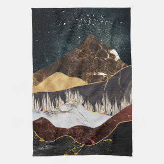 Golden Marble Mountain under Starry Himmel Kökshandduk