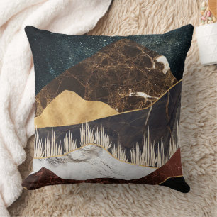 Golden Marble Mountain under Starry Himmel Kudde