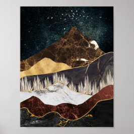 Golden Marble Mountain under Starry Himmel Poster