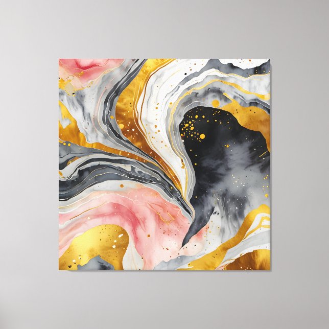 Golden Marble Whirls Canvastryck (Framsida)