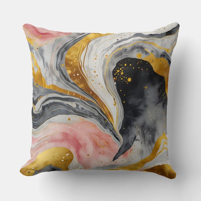 Golden Marble Whirls Kudde (Framsida)