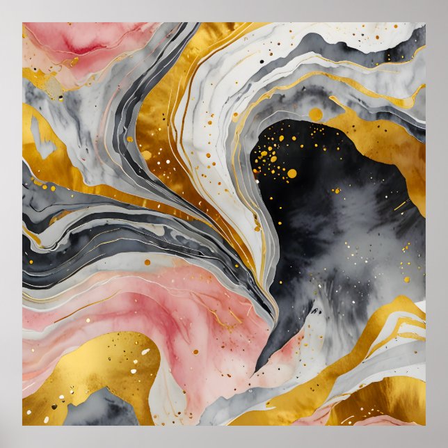 Golden Marble Whirls Poster (Framsidan)