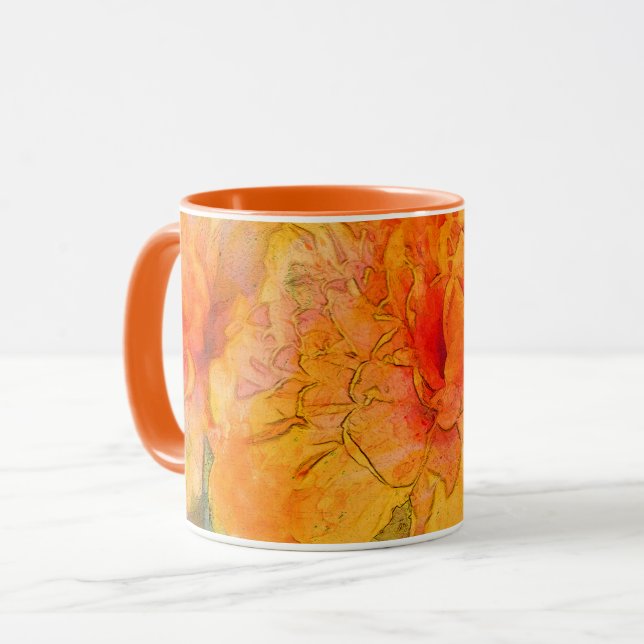 Golden Marigold Flower Watercolor Mugg (Framsida vänster)