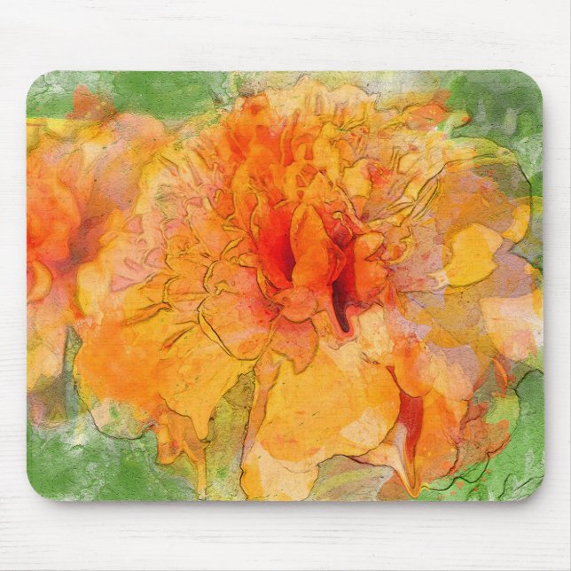 Golden Marigold Flower Watercolor Musmatta (Framsidan)
