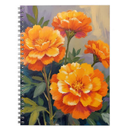 Golden Marigolds | Watercolor Flowers Floral Anteckningsbok