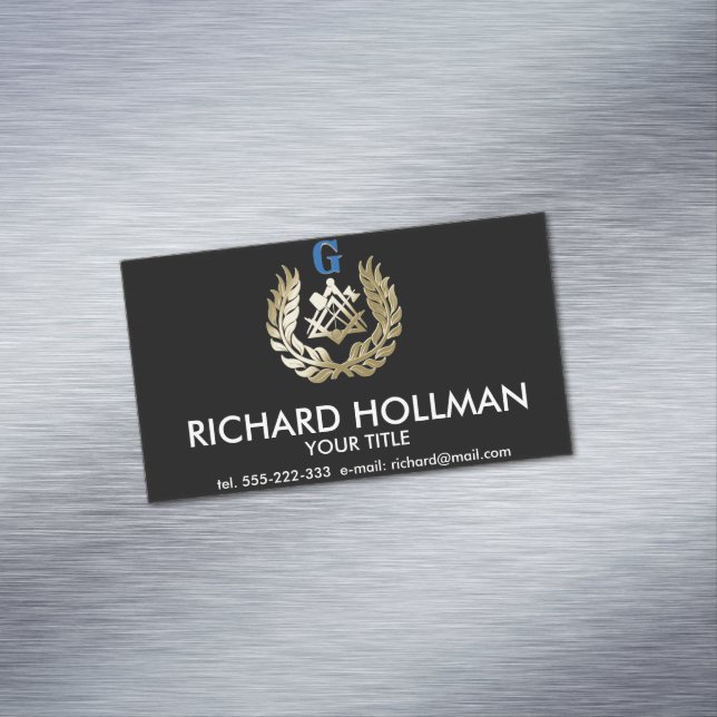 Golden masonry-symbol magnetiska visitkort (In Situ)