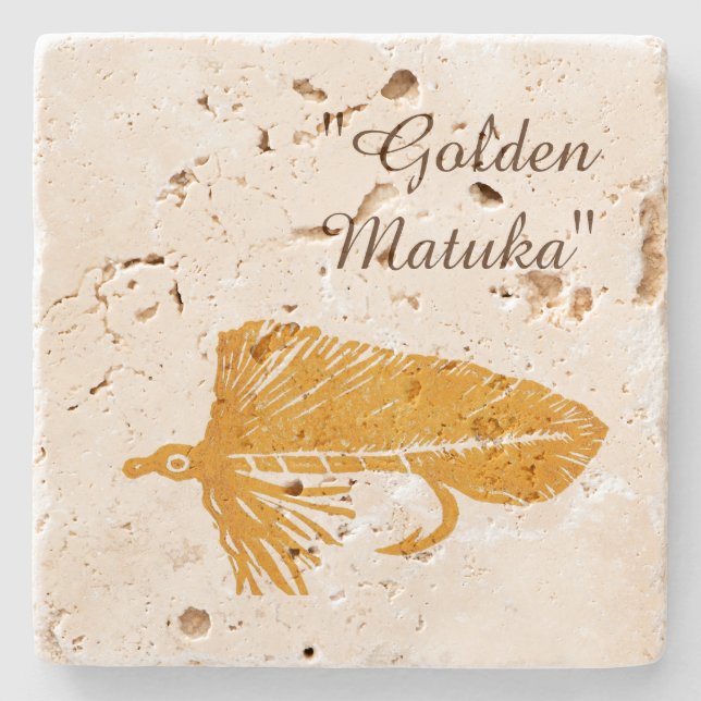Golden Matuka-flygbindning och fiskesammanläggarko Stenunderlägg (Framsidan)
