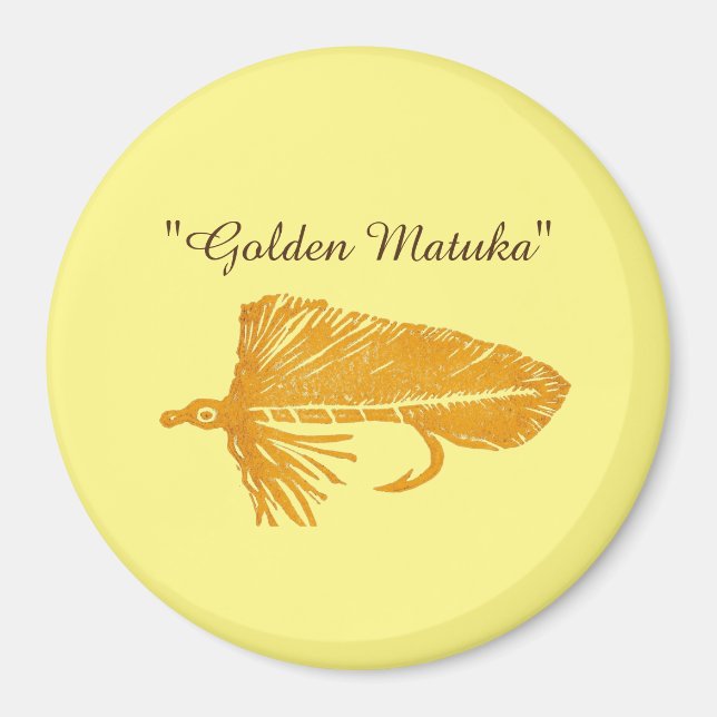 Golden Matuka-strömmare, flygfiske, flugverk Magnet (Framsidan)
