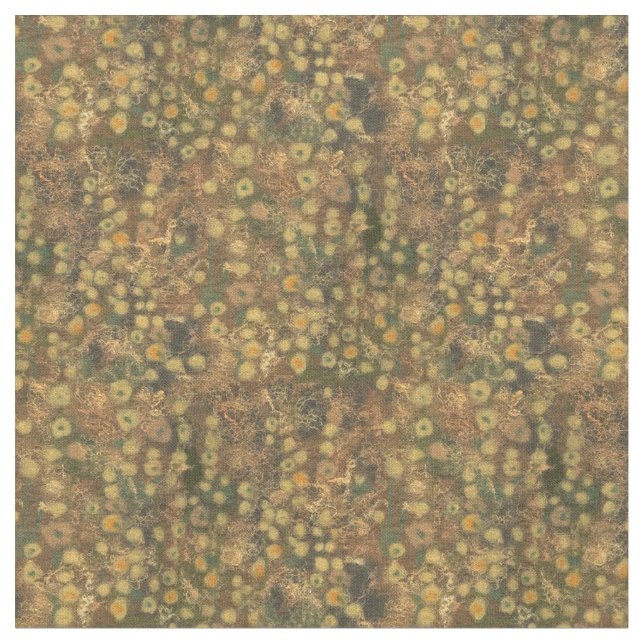 Golden Meadow, abstrakt blommigt, oliv grönt gult Tyg (Närbild)