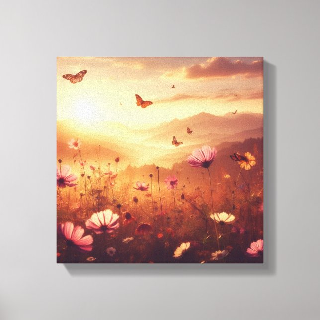 Golden Meadow Bliss with Wildflowers – Canvas Art (Framsida)