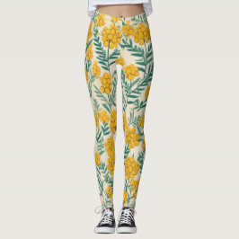 Golden Meadow: Cheerful Tansy Blooms Leggings