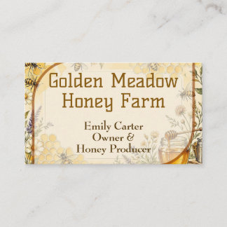 Golden Meadow Honey Farm Drottning Bee Wildfowers Visitkort
