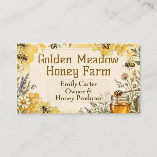Golden Meadow Queen Bee Honey Farm Apiary Rustic Visitkort