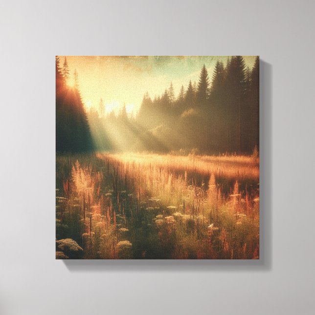 Golden Meadow Serenity – Vintage Canvas Art (Framsida)