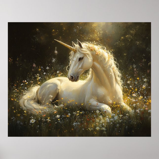 Golden Meadow Unicorn Poster (Framsidan)