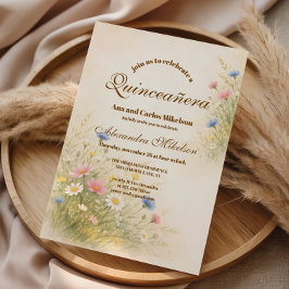 Golden Meadow Wildflower Quinceañera Inbjudningar