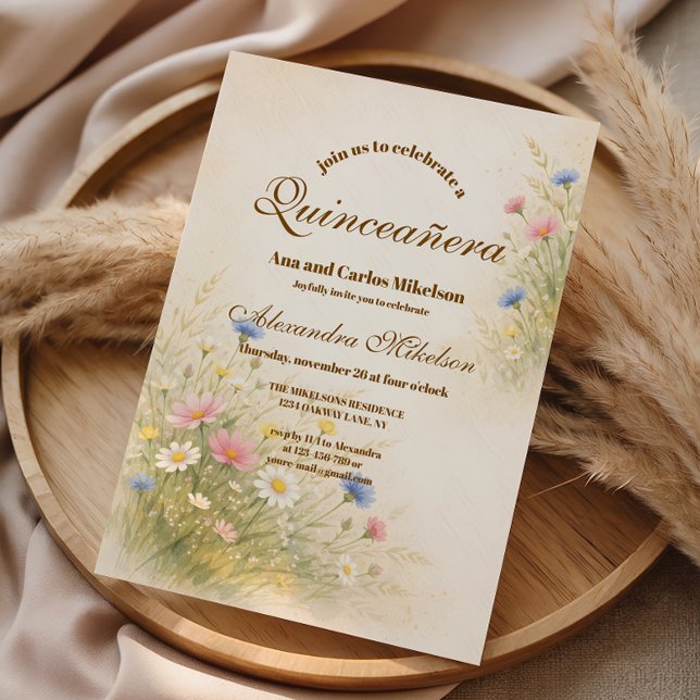 Golden Meadow Wildflower Quinceañera Inbjudningar (Skapare uppladdad)