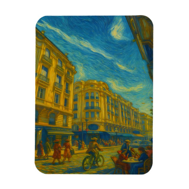 Golden Mediterranean City Vibes – Vibrant Urban Ar Magnet (Vertikal)