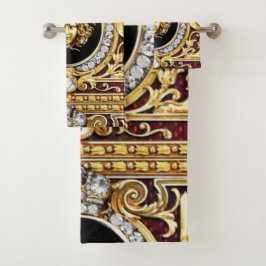 Golden Medusa Gems Gift Guest Towel Set