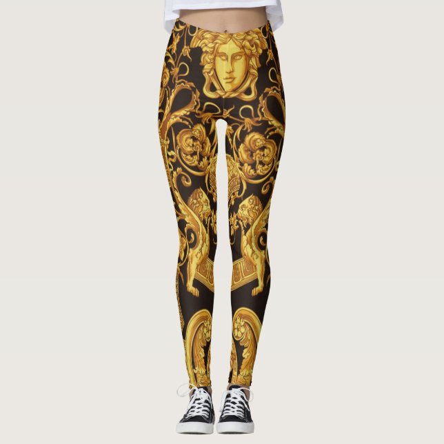Golden Medusa Gorgon med Arabesques Leggings (Framsida)