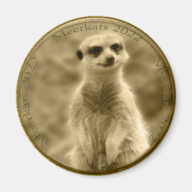 Golden Meerkat 2022 Coin, Round Magnet (Framsidan)