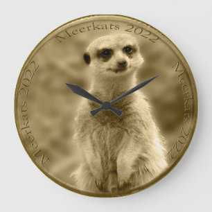 Golden Meerkat 2022 Coin, Stor Round Wall Clock Klocka