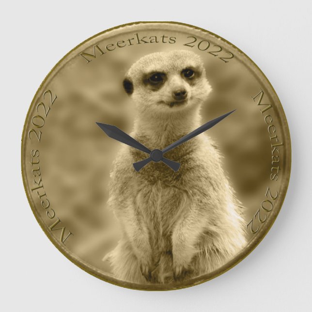 Golden Meerkat 2022 Coin, Stor Round Wall Clock Klocka (Framsida)
