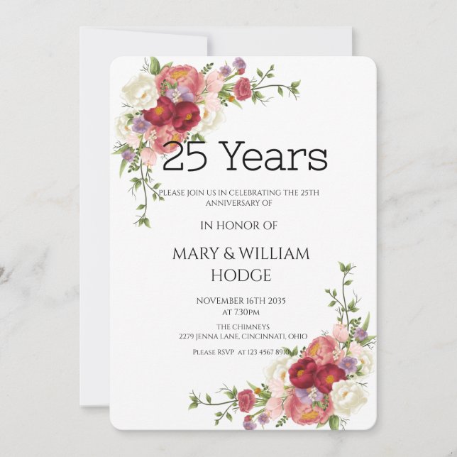 "Golden Memories: Firande av 25 år av Kärlek" Inbjudningar (Framsida)