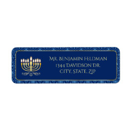 Golden Menorah Decorative Returadress Etikett