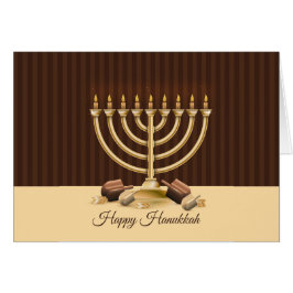 Golden Menorah Hanukkah Hälsningskort