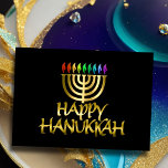 Golden Menorah Rainbow Flames Lycklig Hanukkah Car<br><div class="desc">Helgdag temaobjekt designade av Umua. Tryckt och avsänt av Zazzle eller deras närstående företag.</div>