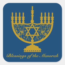 Golden Menorah Sticker Fyrkantigt Klistermärke