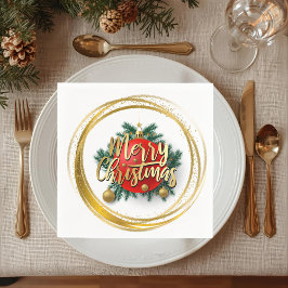 Golden Merry Christmas Paper Napkin Pappersservett