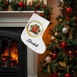 Golden Merry Christmas Personalized Stocking Stor Julstrumpa