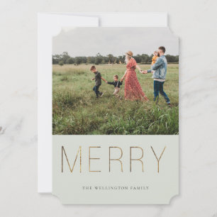 Golden MERRY Modern Photo Helgdag Card Sälj Julkort
