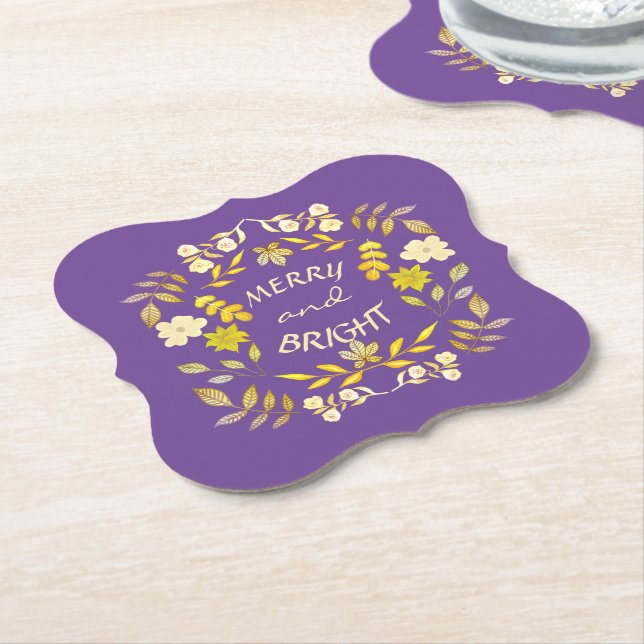 GOLDEN MERRY OCH BRIGHT personlig Underlägg Papper (Vinklad)