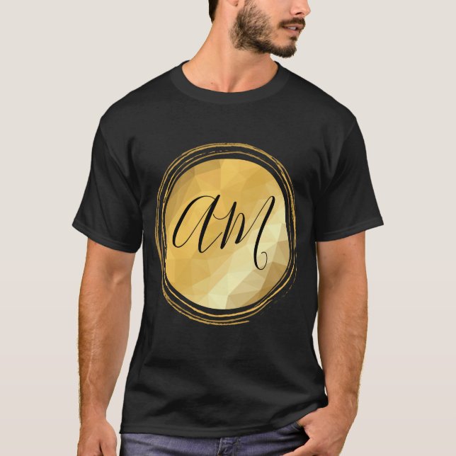 Golden Metal ram anpassningsbar monogram brev T Shirt (Framsida)