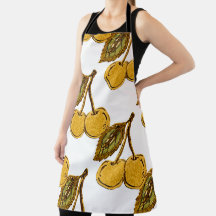 Golden Metallic Cherries Pattern