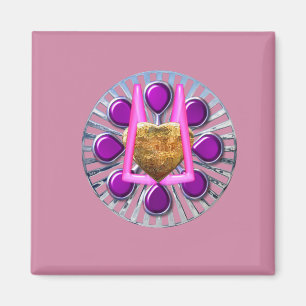 Golden Metallic Heart-ställ Magnet