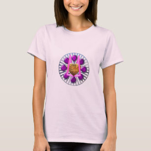 Golden Metallic Heart-ställ T Shirt