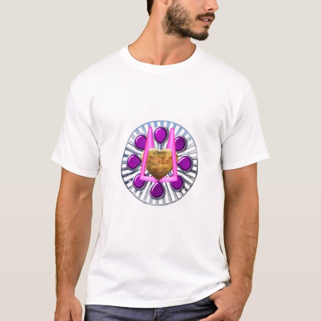 Golden Metallic Heart-ställ T Shirt (Framsida)