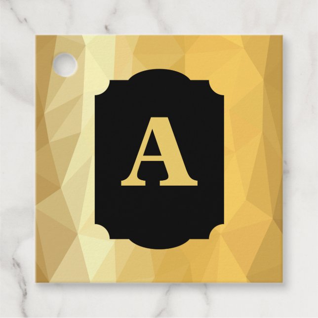 Golden Metallsvart anpassningsbar monogram Gåvor Etiketter (Framsida)