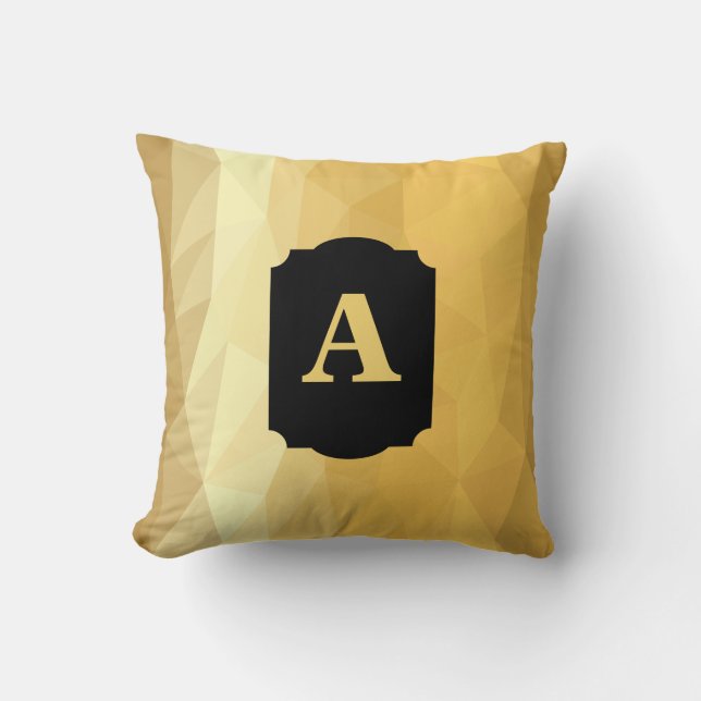 Golden Metallsvart personlig monogram Kudde (Framsida)
