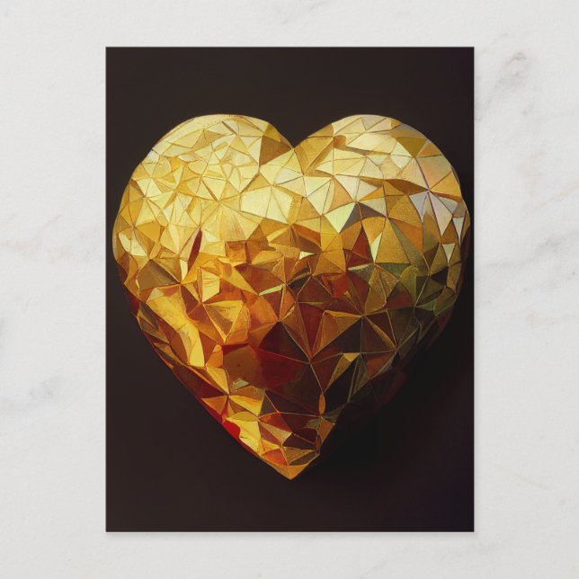 Golden Midas Touched Heart Glass Art Vykort (Framsida)