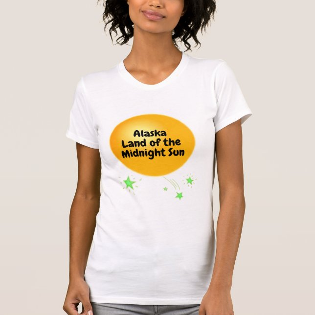 Golden Midnight Sol i Alaska T Shirt (Framsida)